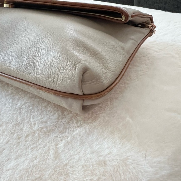 Celine Cream and Tan Clutch with Gold Chain - Picture 6 of 14
